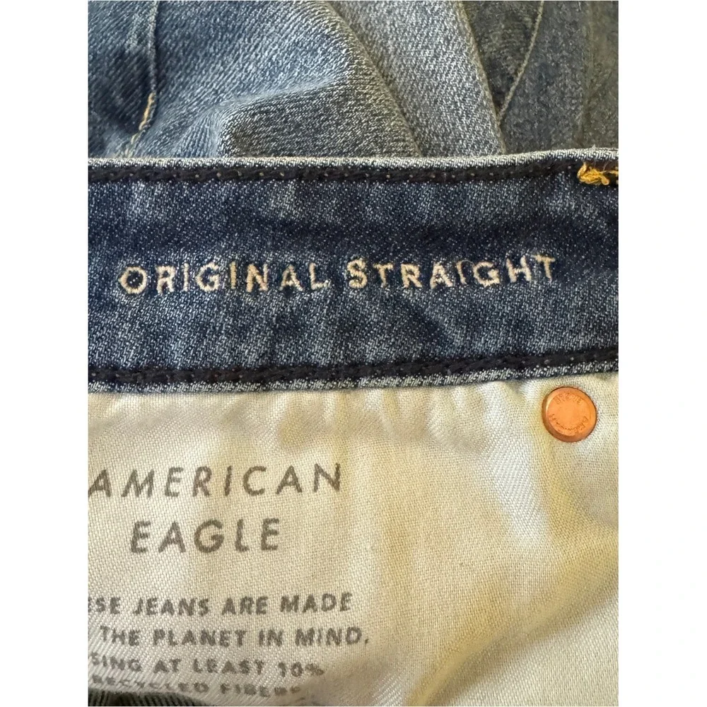 American Eagle Jeans Mens 32x34 Blue Denim Airflex+ Original Straight Med‎ Wash